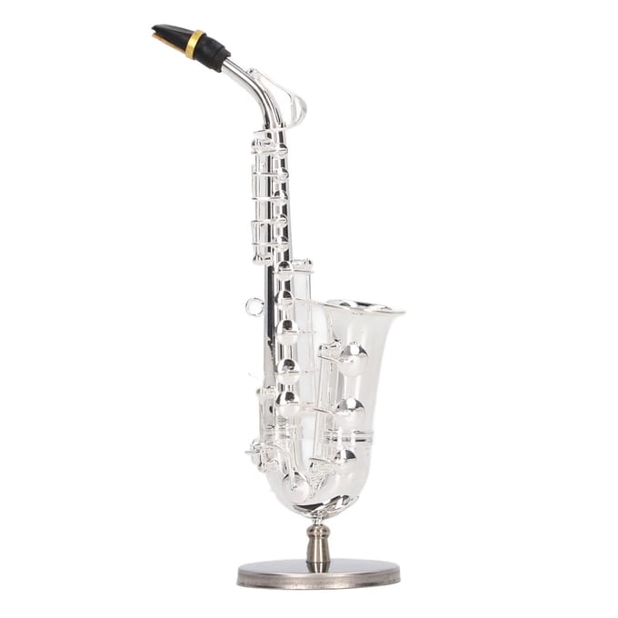 Altsaxofoon Ornamenten Mini Sax Decoratie Muziekinstrument Model Cadeau met Doos Basis 14cm white