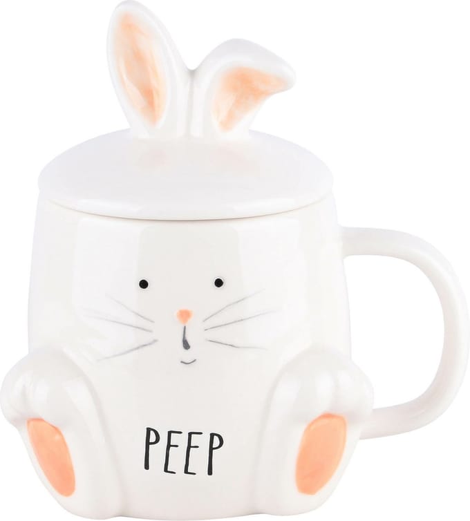 Dekoratief | Mok m/deksel bunny, keramiek, 14x10x12cm | A220404