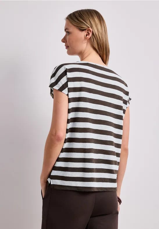 Shirt met hangende schouders, strepen en glitter