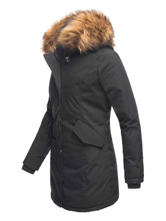 Marikoo dames winterparka met afneembare imitatiebontkraag & capuchon