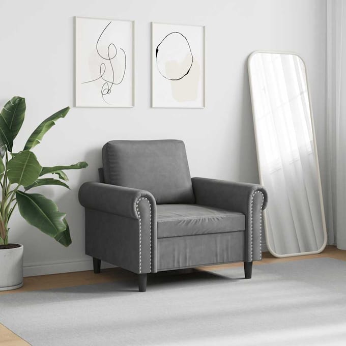 vidaXL - Fauteuil - 60 - cm - fluweel - donkergrijs