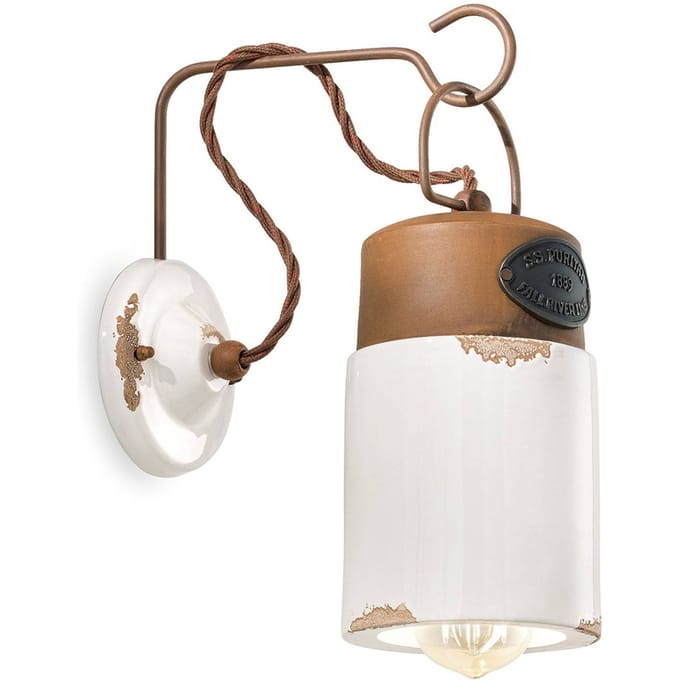 Ferroluce Wandlamp C1621, keramiek en metaal, wit