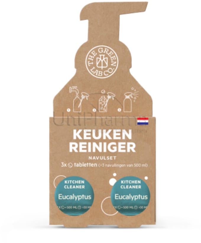The Green Lab Co. Navulling Duurzame Keukenreiniger Tabletten - Eucalyptus- 3 Tabletten - 1500 ml Reiniger