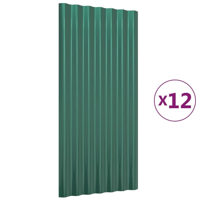 vidaXL - Dakpanelen - 12 - st - 80x36 - cm - gegalvaniseerd - staal - groen