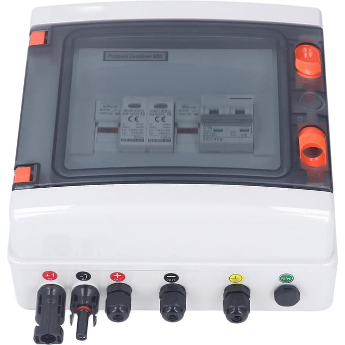 DC1000V PV Combiner Box Waterdicht 1 in 1 Uit Solar Combiner Box met 15A Zekering 16A Stroomonderbreker