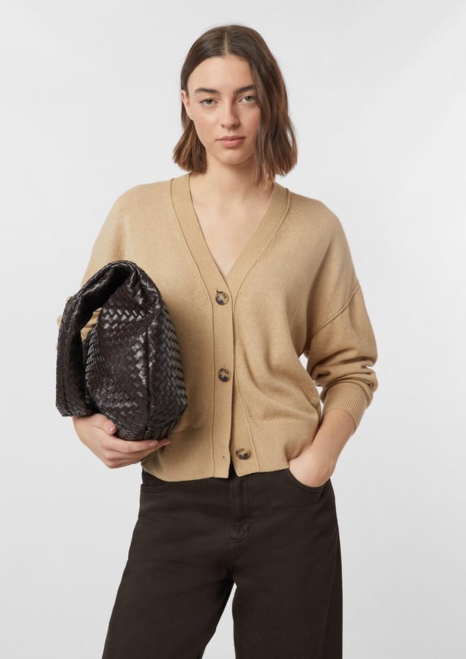 Katoenen gebreide cardigan met gerolde randen dames COMMA