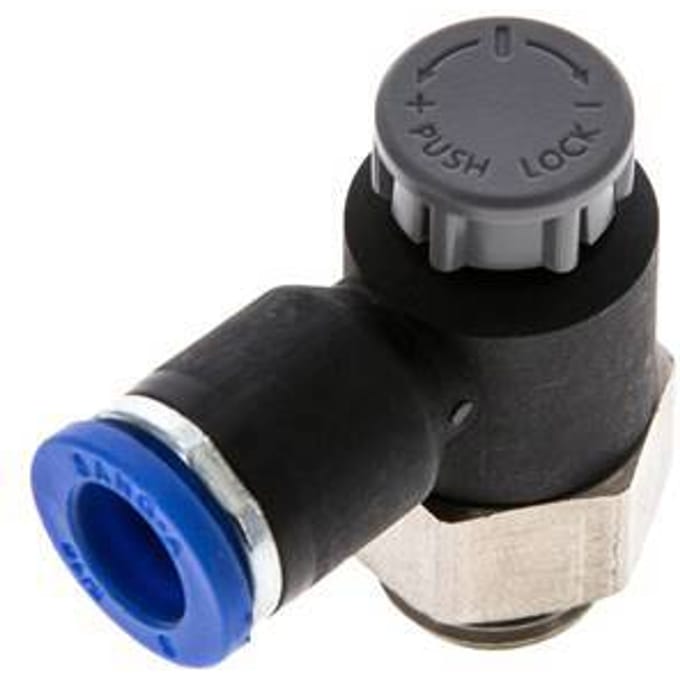 L-stuk Regelventiel 8 mm - G1/4'' Regeling-Uit Messing/Nylon Borgmoer
