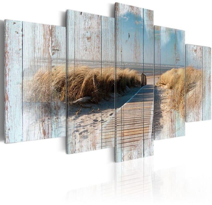 Schilderij - Melodie van de zomer, Noordzee, 5 luik
