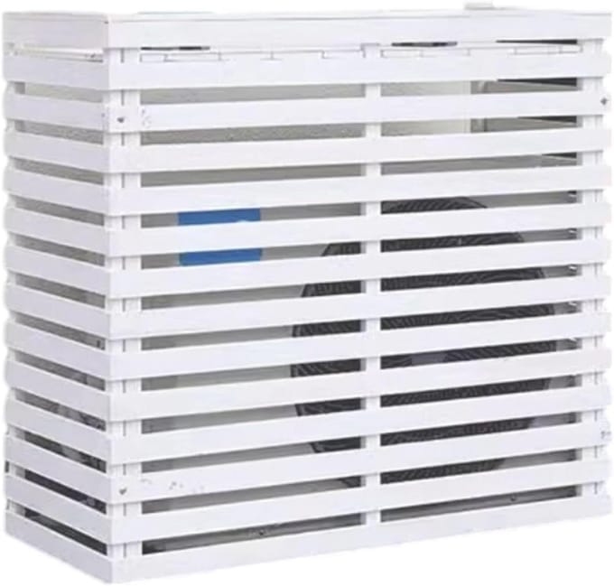 Airconditioner Hek - Buitenunit Afscherming - Privacy Creëren - Duurzaam Hout - Grootste Maat - Wit
