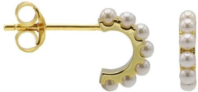 Karma Oorbellen XL Half Hoop Pearls Goud