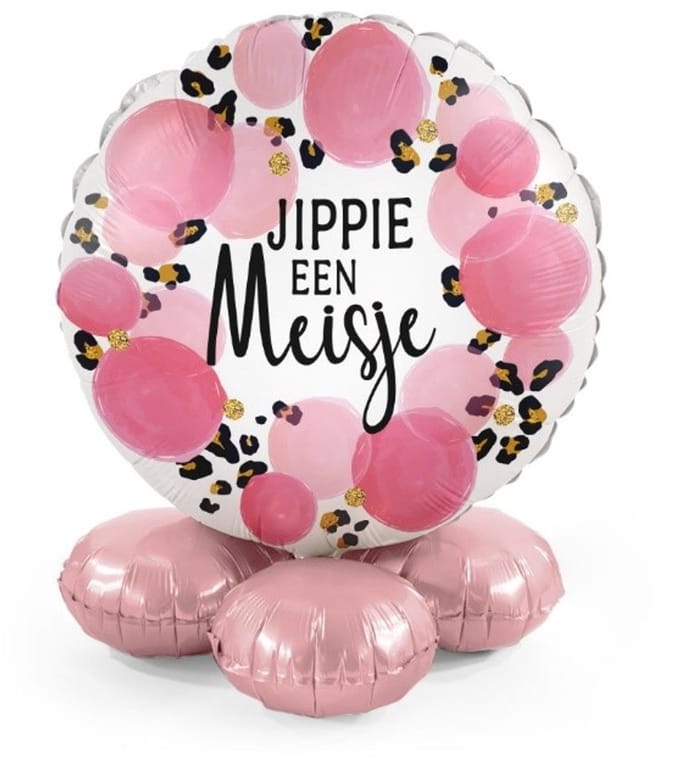 Jippie een meisje - Luipaard - Ballonnen set met standaard - Everloon