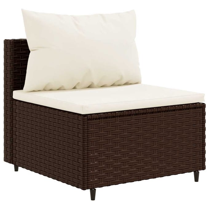 vidaXL - 5-delige - Loungeset - met - kussens - poly - rattan - bruin