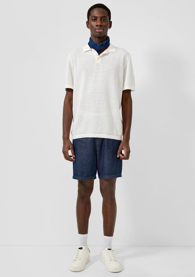 Jeans Shorts met Elastische Taille en Koord QS