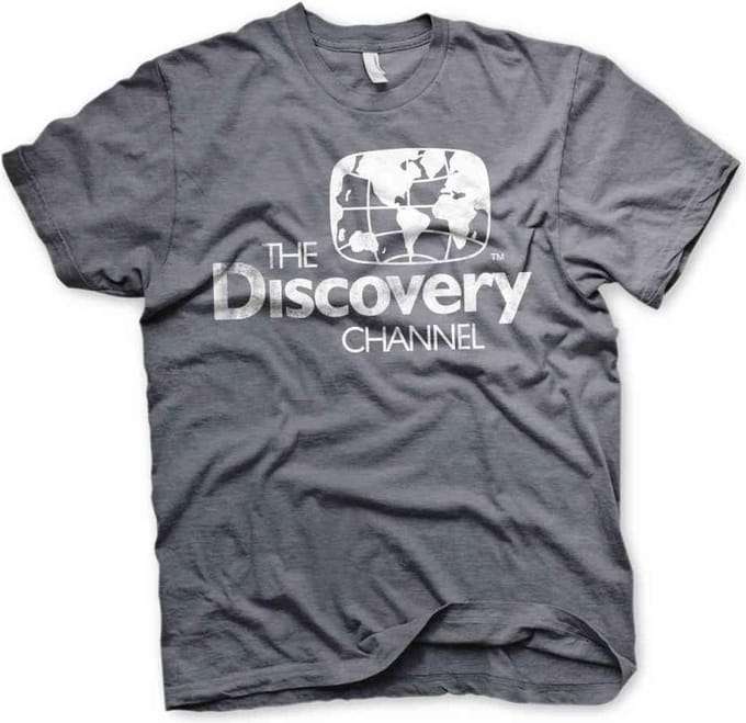 Discovery Channel Heren Tshirt -M- Distressed Logo Grijs