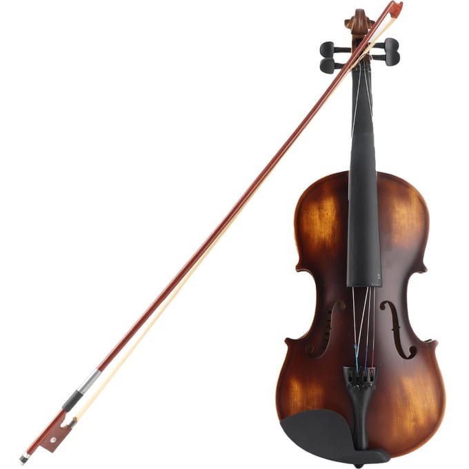 Kit Violon 4/4 Corps en Bois Mat Cordes en Acier Fait Main Violon Débutant Instrument à Cordes black