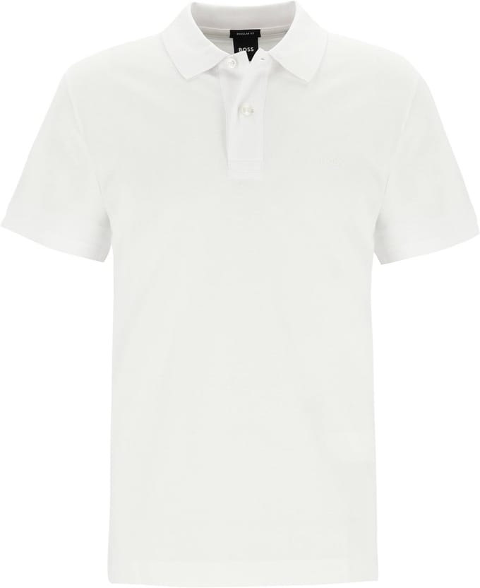 wit pique poloshirt Boss Black Pallas korte mouwen