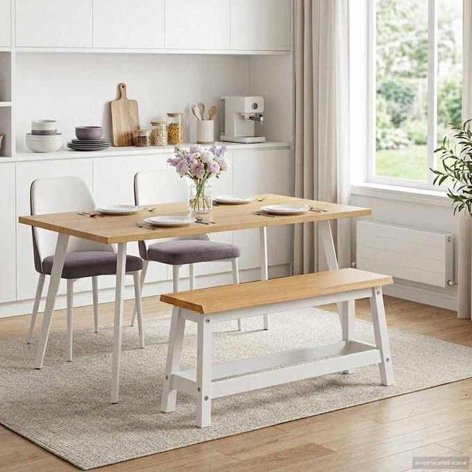 vidaXL - Eetbank - EKAI - Wit - 91,5 - x - 29 - x - 45,5 - cm - Massief - grenenhout