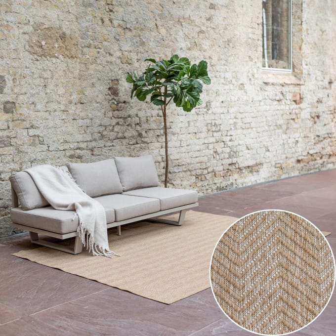 Rond Jute buitenkleed Naturel ZigZag - Rond 200 Ø - (L)