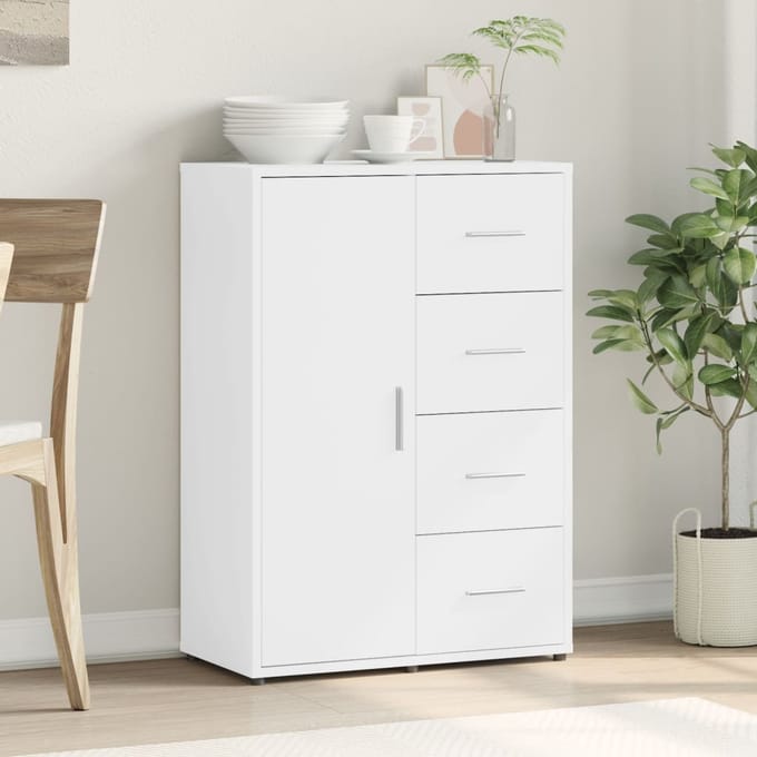 vidaXL - Dressoir - 60x31x84 - cm - bewerkt - hout - wit