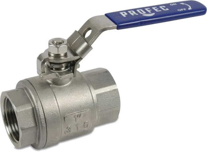 Mega 2-delige kogelkraan RVS 316 3/4" binnendraad 64bar