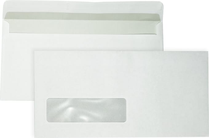 EA5/6 Enveloppen - 110 x 220 mm - Venster links - 100 Stuks - Zelfklevend met plakstrip - 80 gram - DULA