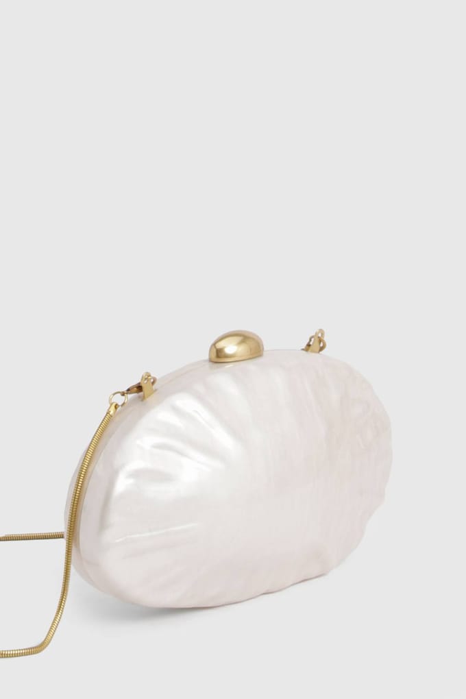 boohoo Dames Parelmoeren Harde Schaal Clutch Tas | Pearl