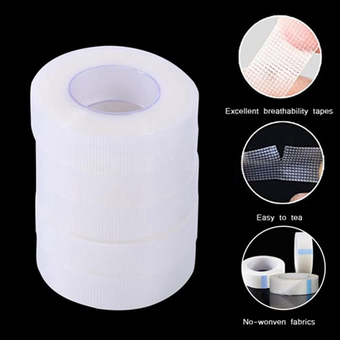5 Rollen Transparante Medische PE Tape Ademend Wimperextensions Make-up Tools white