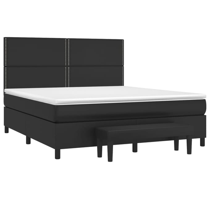vidaXL - Boxspring - met - matras - kunstleer - zwart - 180x200 - cm