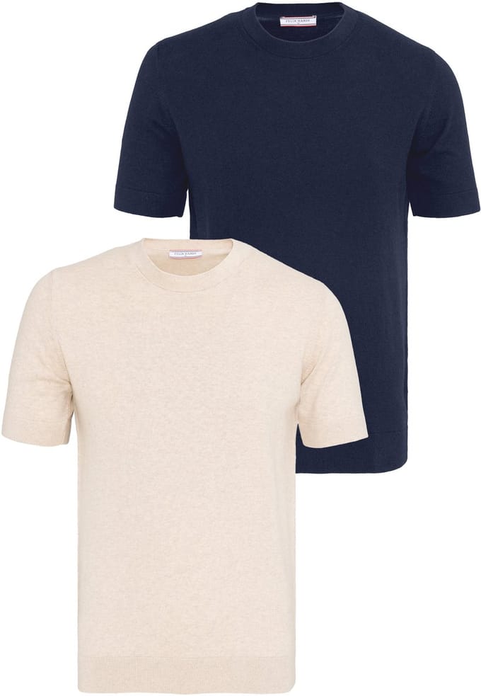 Felix Hardy Tshirt 100% Katoen - 2 Pack Heren Beige-Navy - 2Xl