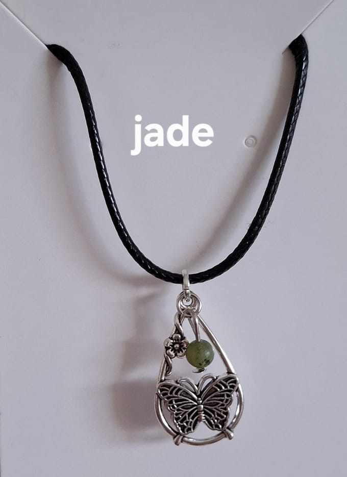 "Jade" Waterdruppel / Vlinder Ketting