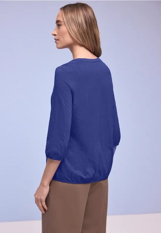 Shirt met 3/4-mouwen, split neck en knopen