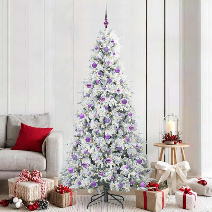 vidaXL - Kunstmatige - Hinged - Kerstboom - met - 300 - LED - Wit - 210 - cm - PE - en - PVC