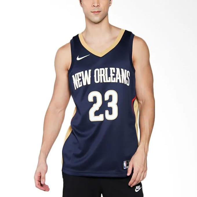 Nike Anthony Davis Icon Edition Swingman Jersey Heren Jerseys Universiteitsblauw 864493-419 S beige