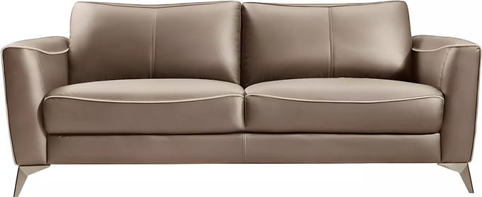 Vente-unique Driezitsbank BATUCO - Leer - Bruin met beige paspel