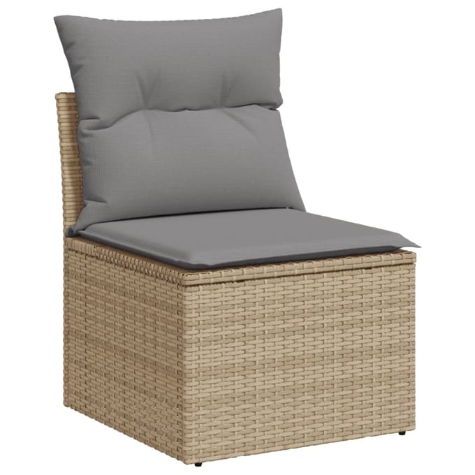 vidaXL - 8-delige - Loungeset - met - kussens - poly - rattan - gemengd - beige