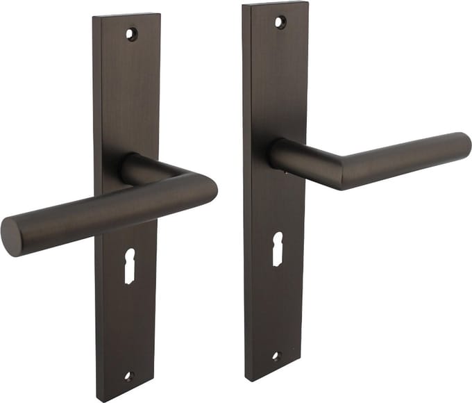Intersteel Deurkruk Bastian op schild 245x45 mm sleutelgat 56 mm antracietgrijs