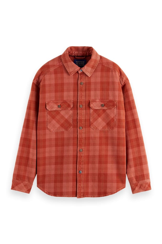 Scotch & Soda Washed Denim Checked Overshirt Red Check Taglia: S | Camicie Casual Outlet | Uomo | Blu