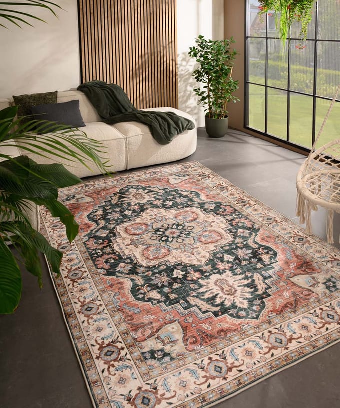 Vintage buitenkleed - Valenca Fino groen/rood 230x330