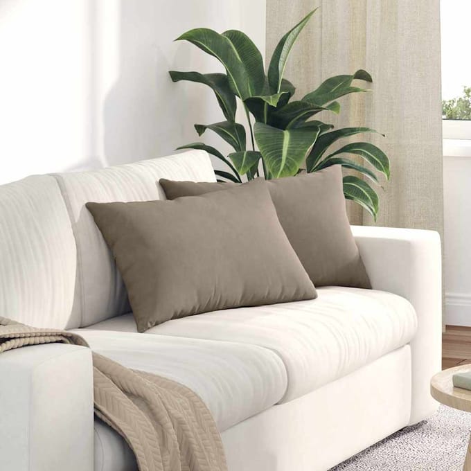 vidaXL Sofa Kussens 2 st Stof Taupe 60 x 40 cm