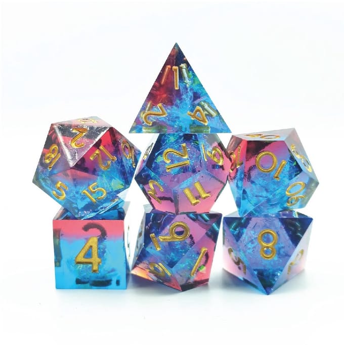 Lapi Toys - Dungeons and dragons dobbelstenen - Dice set - Resin - Incl. dice bag - Blauw
