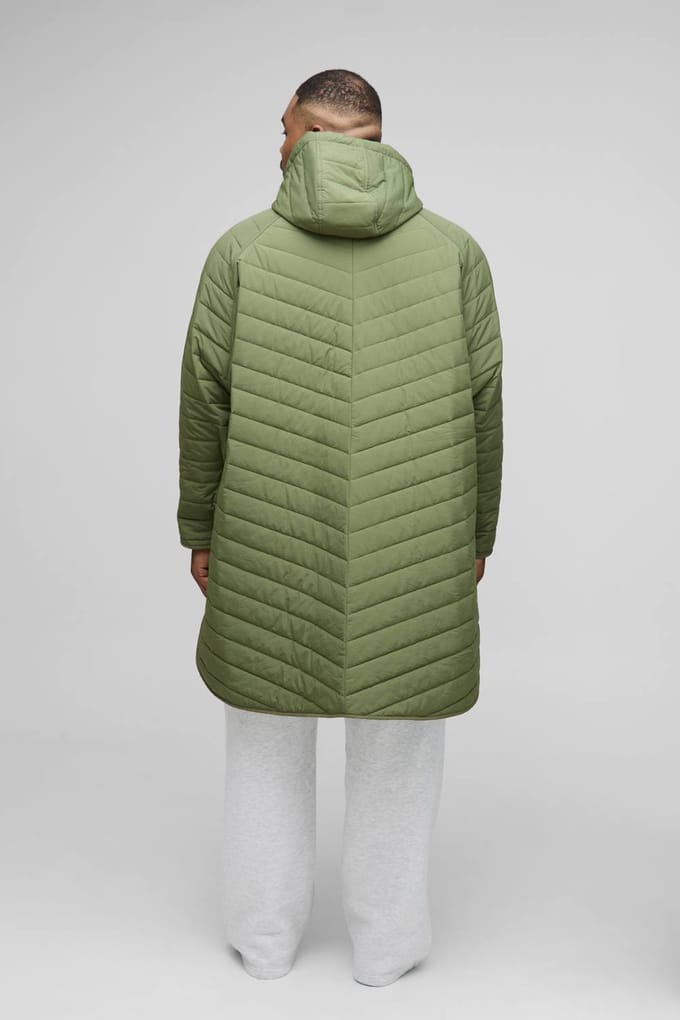 Plus Gewatteerde Popper Side Oversized Festival Mac | Khaki | Size 2XL