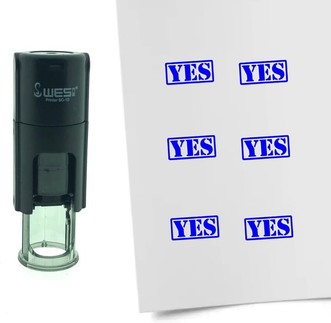 CombiCraft Stempel YES 10mm rond - Blauwe inkt