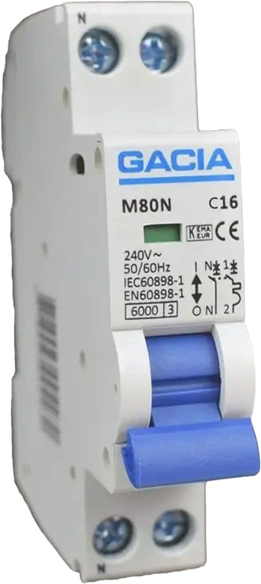 Gacia Installatieautomaat - 16A 6kA - 1P+N - M80N-C16