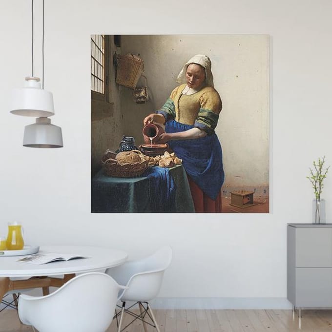Canvas Schilderij Het Melkmeisje | 60 x 60 cm | PosterGuru