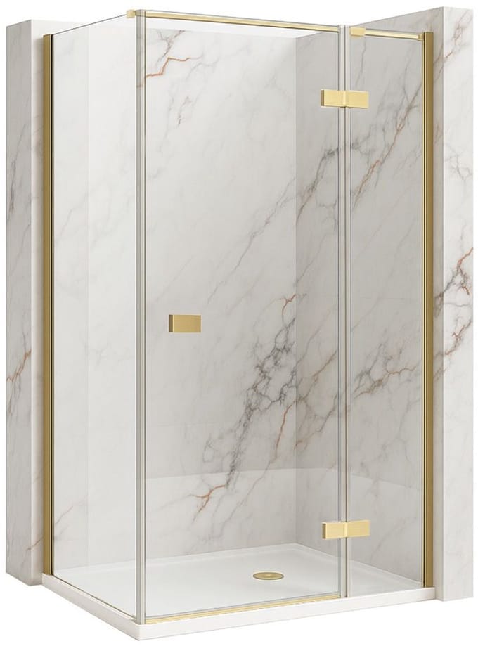 Rea Atlas 80X80 Left - 200 Cm - Douchecabine - Vierkant - Geborsteld Goud