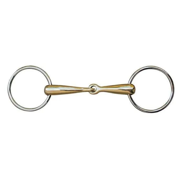 Mors simple voor paard in maillechort ringen inox HKM