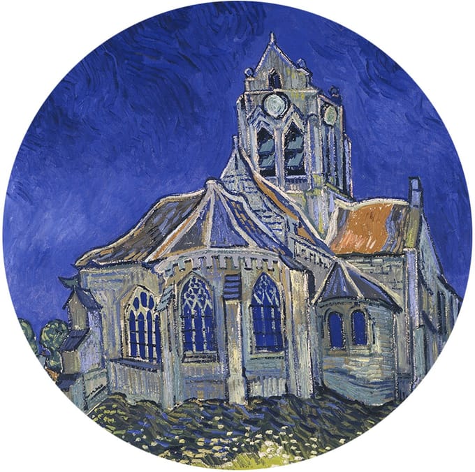 De kerk van Auvers sur Oise, Vincent van Gogh - Foto op Behangcirkel - ⌀ 60 cm
