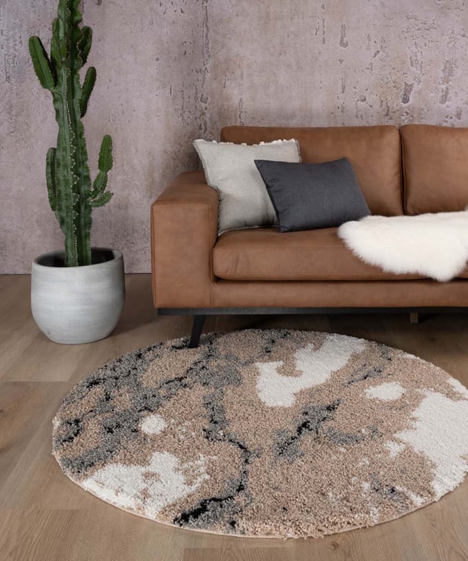 Rond vloerkleed marmer - Marble Artisan beige 80