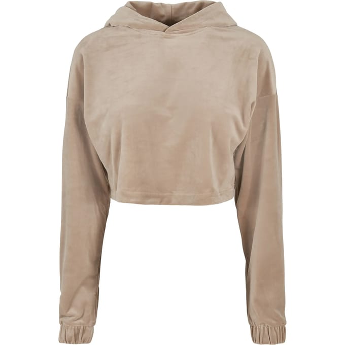 Dames sweatshirt met capuchon Urban Classics cropped velvet oversized
