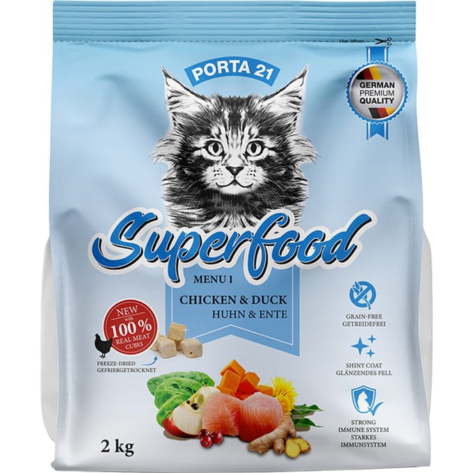 Porta 21 Superfood Menu 1 met Kip & Eend Kattenvoer - Dubbelpak 2 x 2 kg